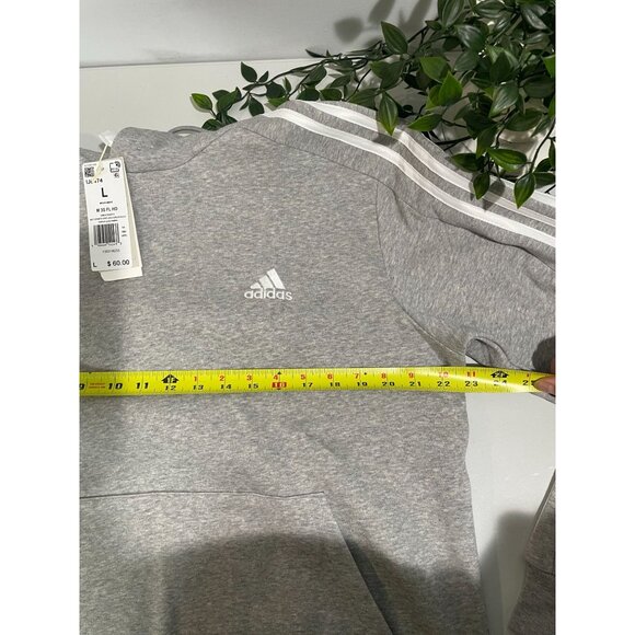 Adidas Gray Hoodie With White Stripes Size L Recycled Cotton & Polyester Blend - Picture 12 of 16